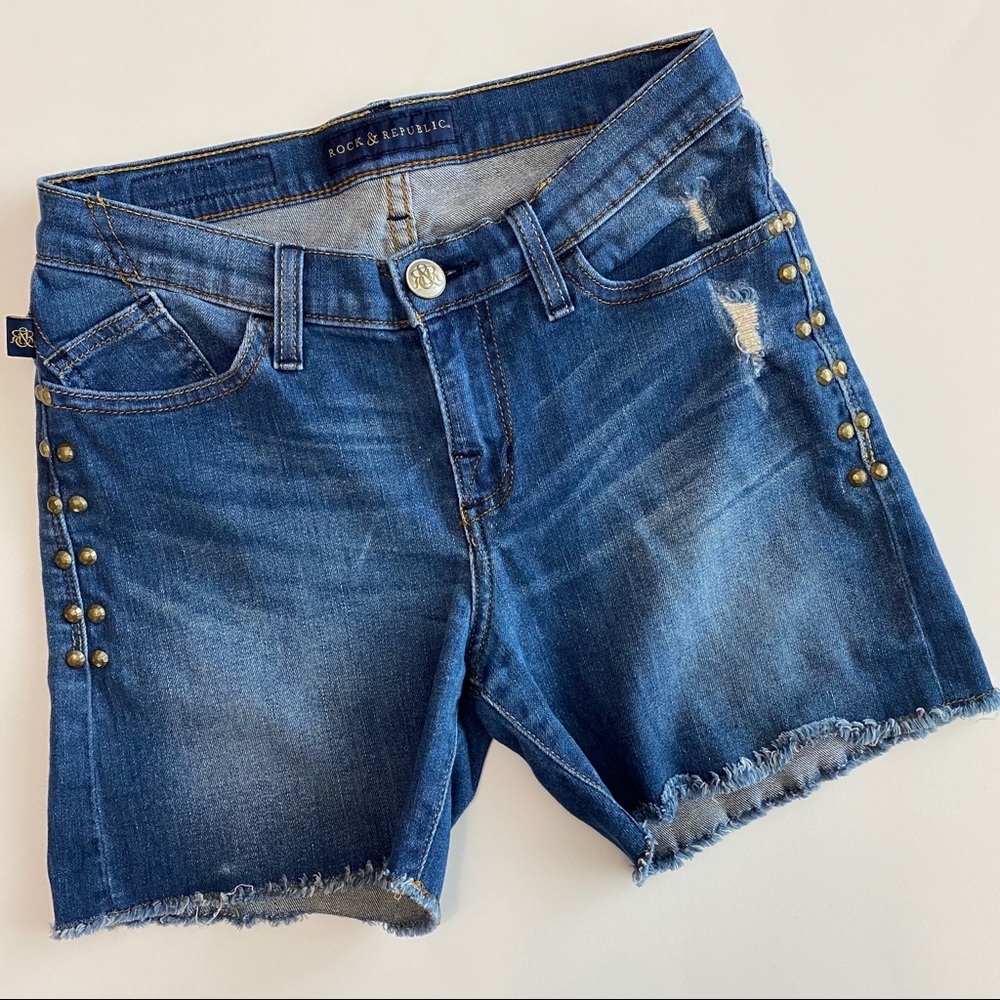 Rock & Republic Bumpershoot Studded Jean Shorts